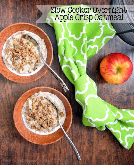 Joyously Domestic Slow Cooker Overnight Apple Crisp Oatmeal