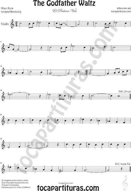  Oboe Partitura de El Padrino Vals Sheet Music for Oboe Music Score