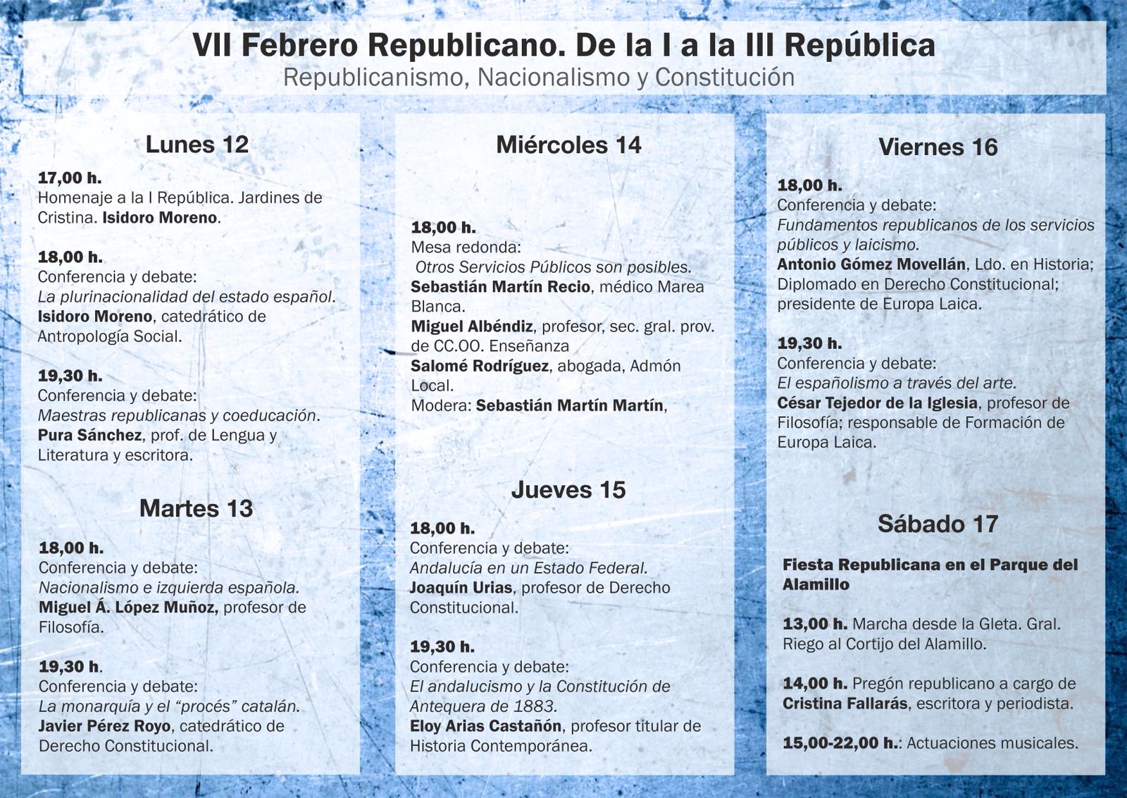 PROGRAMA  DE LAS JORNADAS: Republicanismo,Nacionalismo y Constitución.