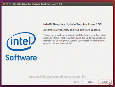 Tela inicial do Intel Graphics Update Tool