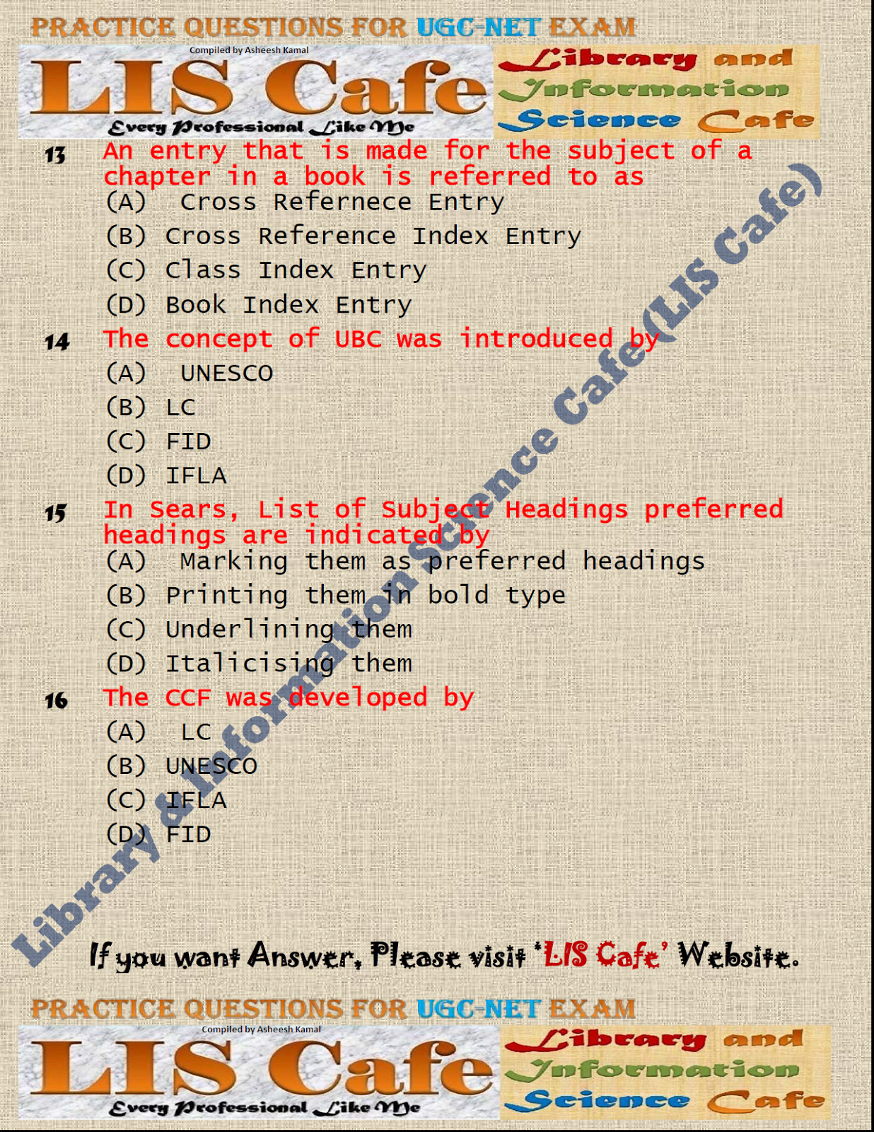 Practice Questions for December2018 Exam