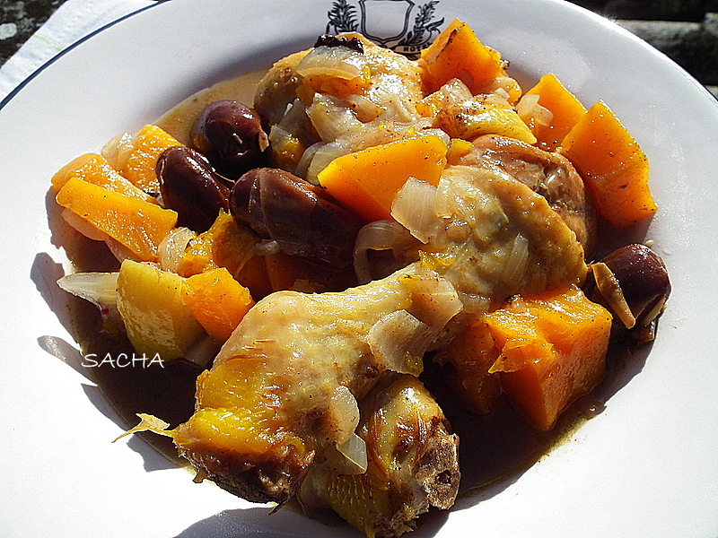 Le journal gourmand de Sacha Tajine de poulet à la butternut et aux
