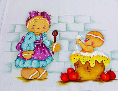 pintura de bonecos ginger mamae e filho
