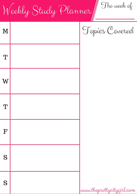 how to set a weekly study schedule free printable the pretty study schedule printable