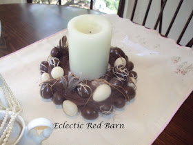 Eclectic Red Barn: Brown and white Easter egg candle holders