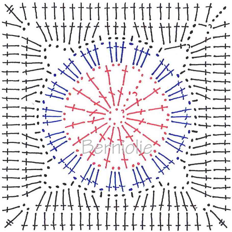 Испанский Бабушкин квадрат крючком схемы. Испанский квадрат крючком схема. Квадрат крючком от центра. Испанский Бабушкин квадрат крючком схемы для пледов