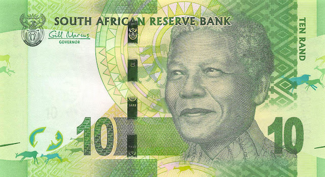 South Africa Currency 10 Rand banknote 2012 President Nelson Mandela