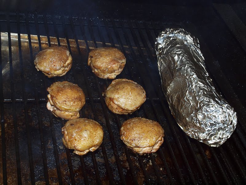 Pellet Smoker Cooking Muffin Pan Chicken Thighs