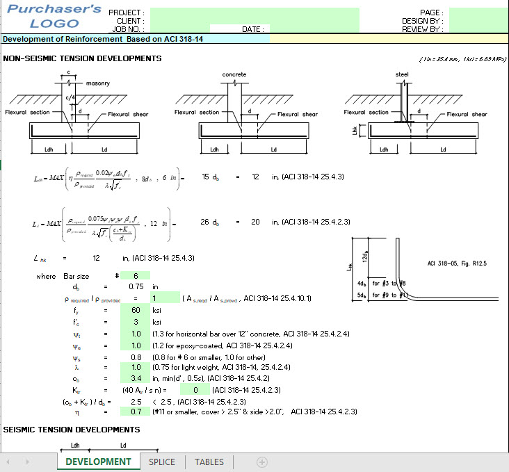 Development of Reinforcement Based on ACI 318-14