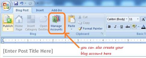 How to create your blog account in Microsoft Word