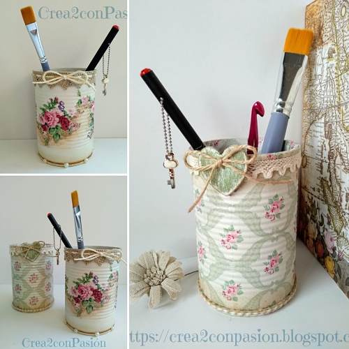 Crea2 Con Pasión Reciclando latas con decoupage, estilo Shabby Chic