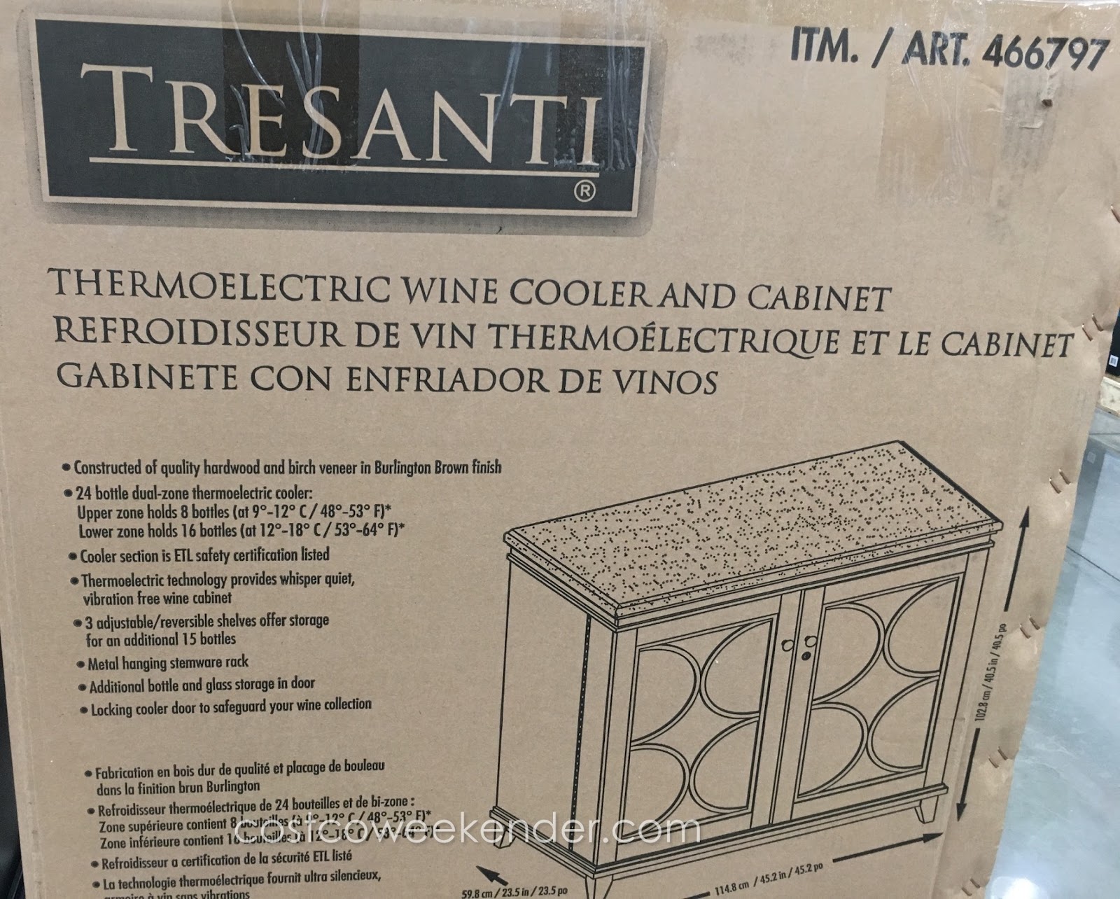 Tresanti Thermoelectric Wine Cooler Cabinet Costco Weekender