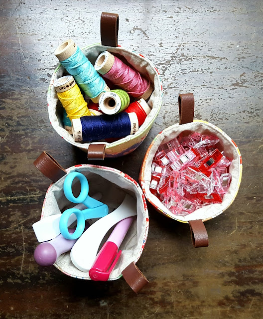 Lecien scrappy mini patchwork buckets by Heidi Staples of Fabric Mutt