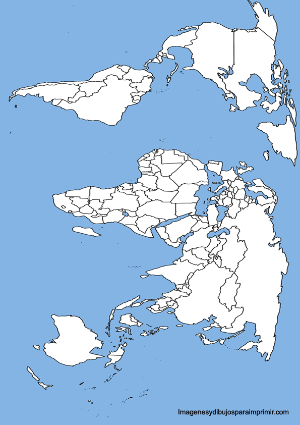 Mapa del mundo con el mar azul 