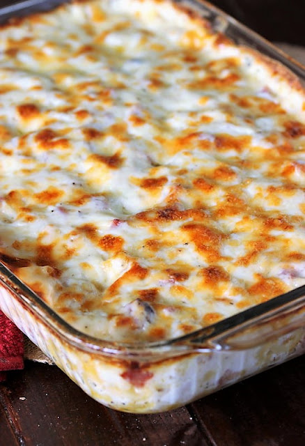 Baked Ham Macaroni and Cheese Just Out of the Oven Image