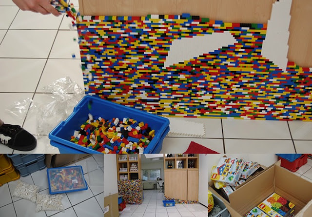 giant lego blocks room divider