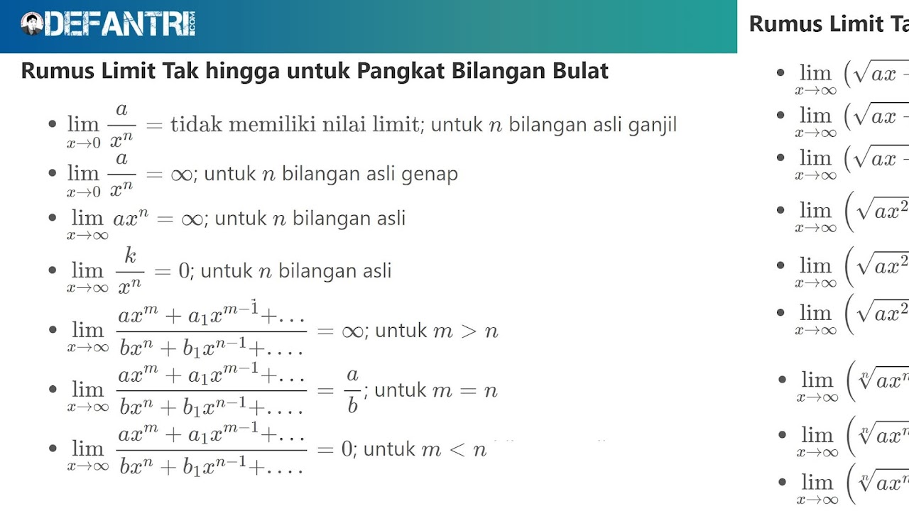50 Soal Dan Pembahasan Matematika Dasar Sma Limit Tak Hingga Pada Fungsi Aljabar Dan Trigonometri Defantri Com<script async src=