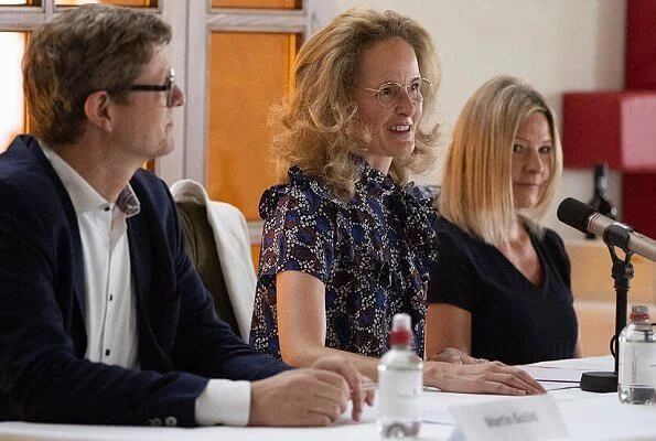 Hereditary Princess Sophie of Liechtenstein attended the 75th anniversary of the Liechtenstein Red Cross. Sophie wore a floral print blouse