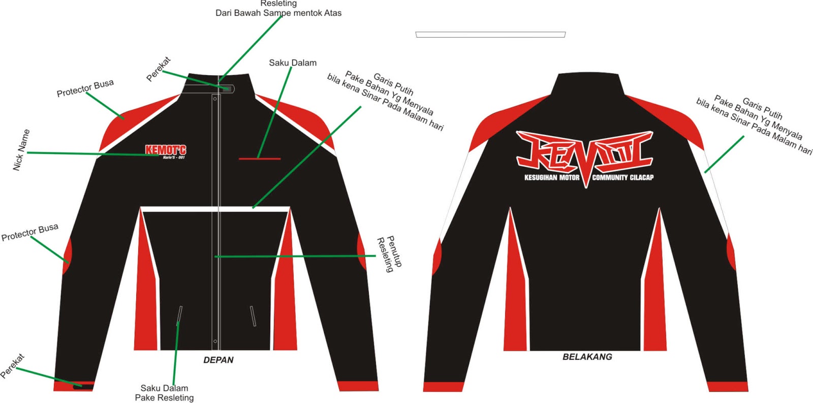 Gambar Desain Jaket Club Motor Depan Belakang Kerabatdesain