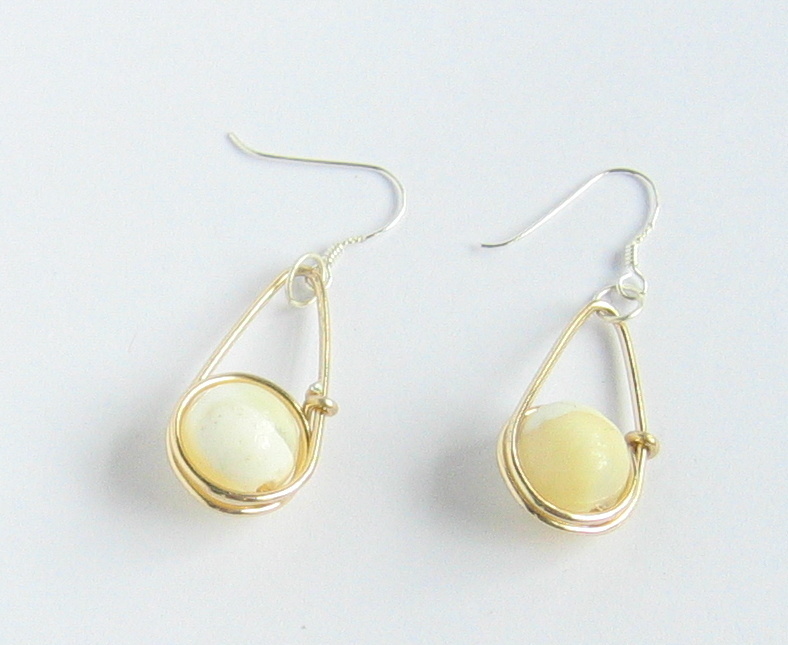 Art of Wire Geometry ball and triangle earrings