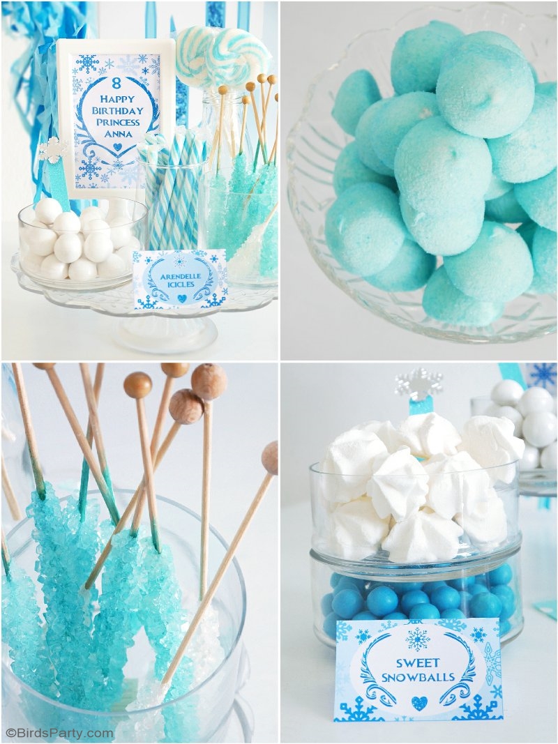 A Frozen Inspired Birthday Party - full of creative DIY ideas, decorations, printables, food, drinks, favors and games ideas for a winter celebration! | BirdsParty.com