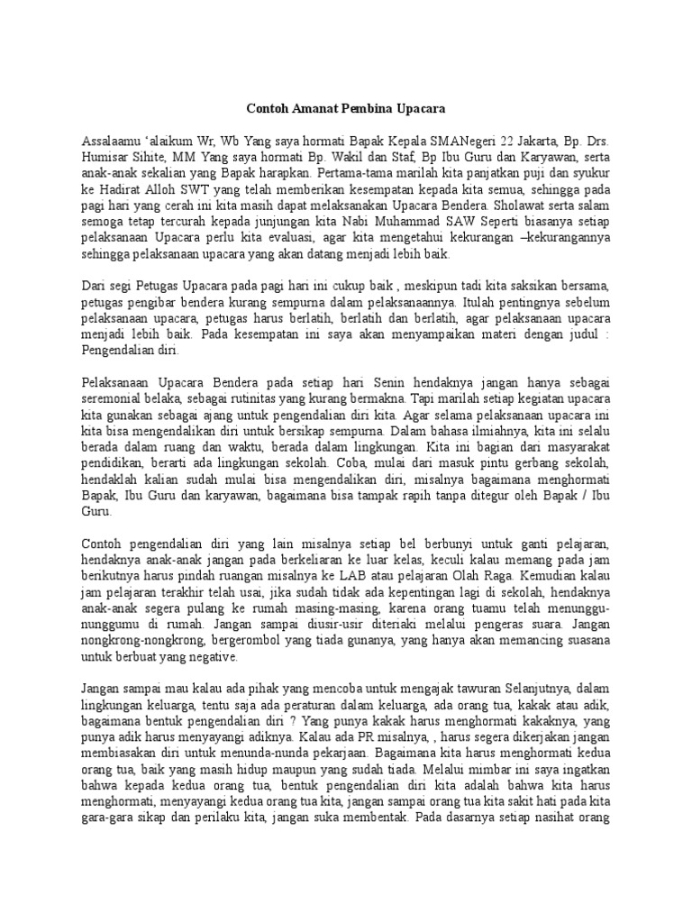 amanat pembina upacara tentang motivasi belajar wood