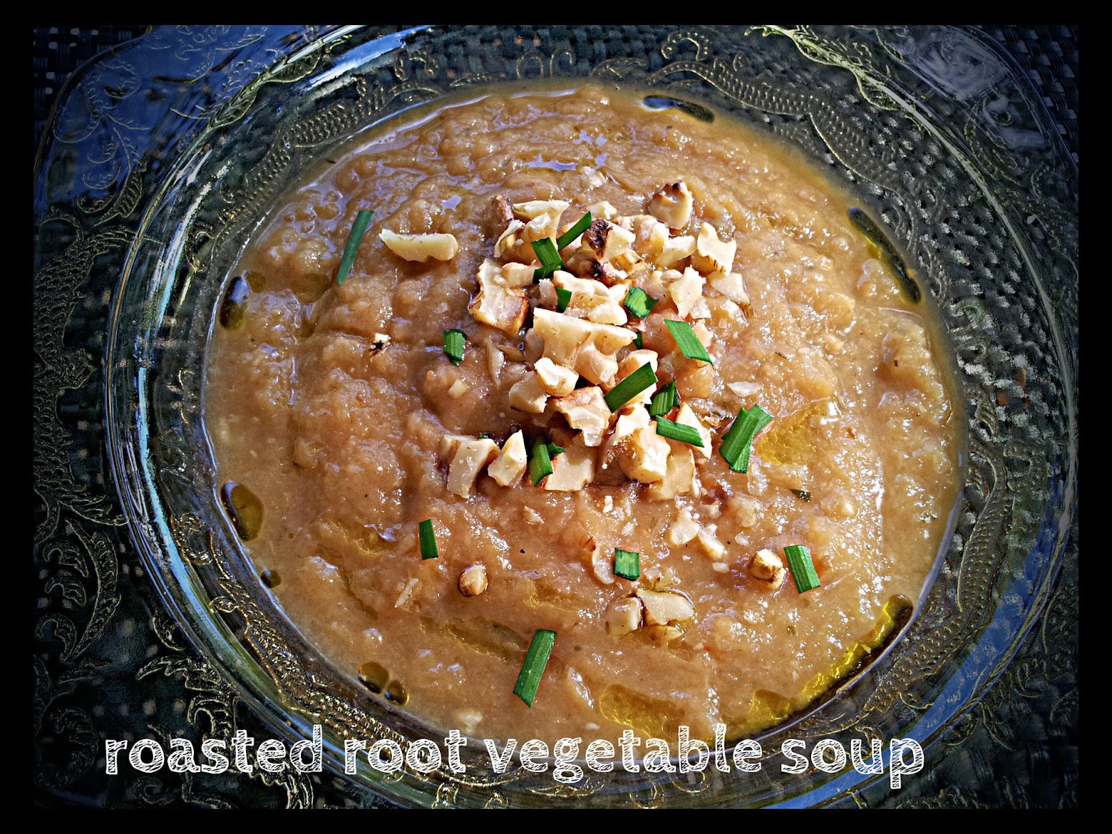 red or green? Roasted Turnip & Parsnip Soup with Toasted Walnuts