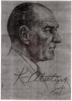 Sahipbey'in çizgisiyle Mustafa Kemal ATATÜRK ve ATATÜRK'ün ilk imzası