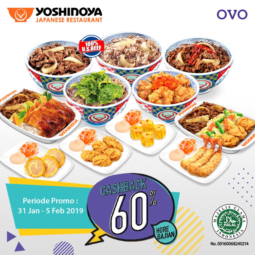 #Yoshinoya - #Promo Cashback 60% Maks 30K Pakai OVO (s.d 05 Feb 2019) #Yoshinoya - #Promo Cashback 60% Maks 30K Pakai OVO (s.d 05 Feb 2019)