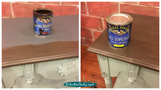 GENERAL FINISHES BROWN MAHOGANY GEL STAIN AND GEL TOPCOAT WIPE ON URETHANE IN SATIN