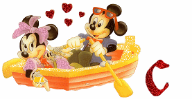 Alfabeto brillante de Mickey y Minnie paseando en lancha C. 
