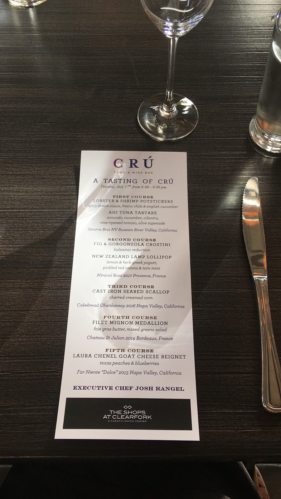 Texas Sass Tasting of cru at the shops at Clearfork