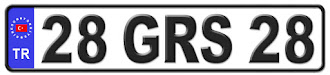 Giresun il isminin kısaltma harflerinden oluşan 28 GRS 28 kodlu Giresun plaka örneği