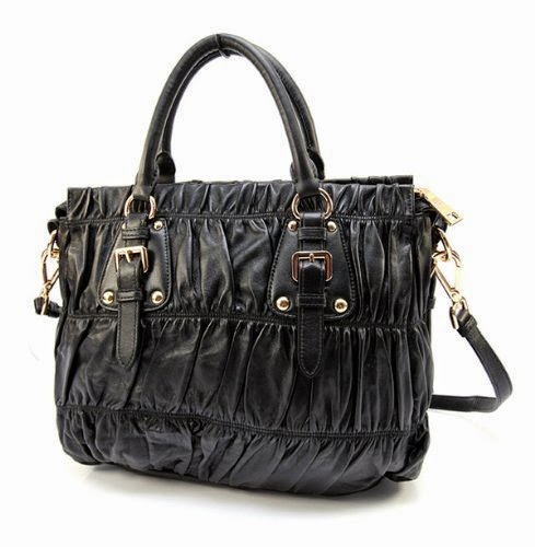 Prada BN1336 Black Gauffre Leather Handbag - Luxury Branded 2014