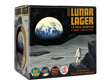 Photo of a 12-pack carton of Schlafly Beer's bottled Lunar Lager series.