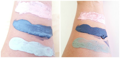 clay mask swatches, wet and dry