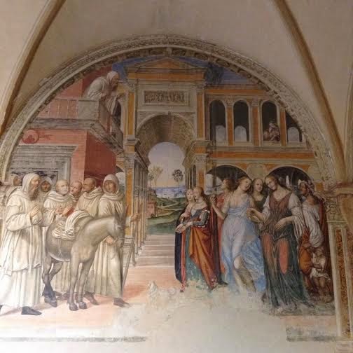 Abbazia Monte Oliveto Maggiore: Chiostro grande, Sodoma; Come Fiorenzo manda male femmine al monastero