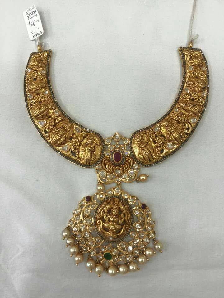 Nakshi Work Antique Temple Necklace Sudhakar Gold Works