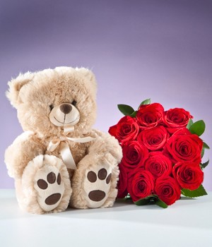 cute teddy bears with roses |Stock Free Images