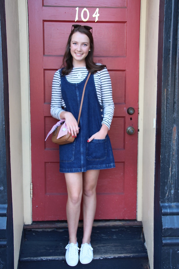 white denim jumper dress