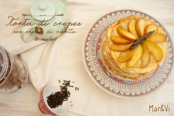 Ricetta torta di crepes con crema di ricotta e mele