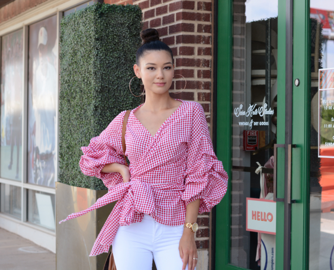 Gingham, Red Ride Slow Gingham Top,  Fashion Nova, White Jeans, Tally Weijl