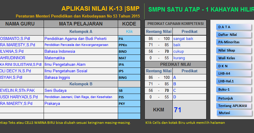 aplikasi raport K13 SMP semester 1 20182019 DEDI IRAWAN