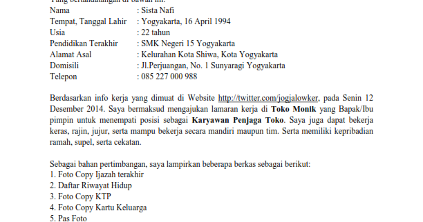 Contoh Surat Lamaran Toko Hp Contoh Surat