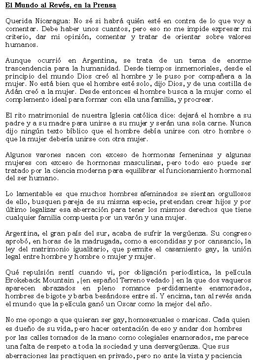 ASI ESTAN LAS COSAS, SEGUN DECLARACIONES EN EL NUEVO DIARIO HACE RATO