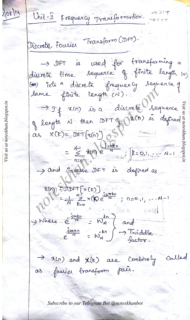 EC6502 Principles of Digital Signal Processing NotesUnit I DFT ANNA