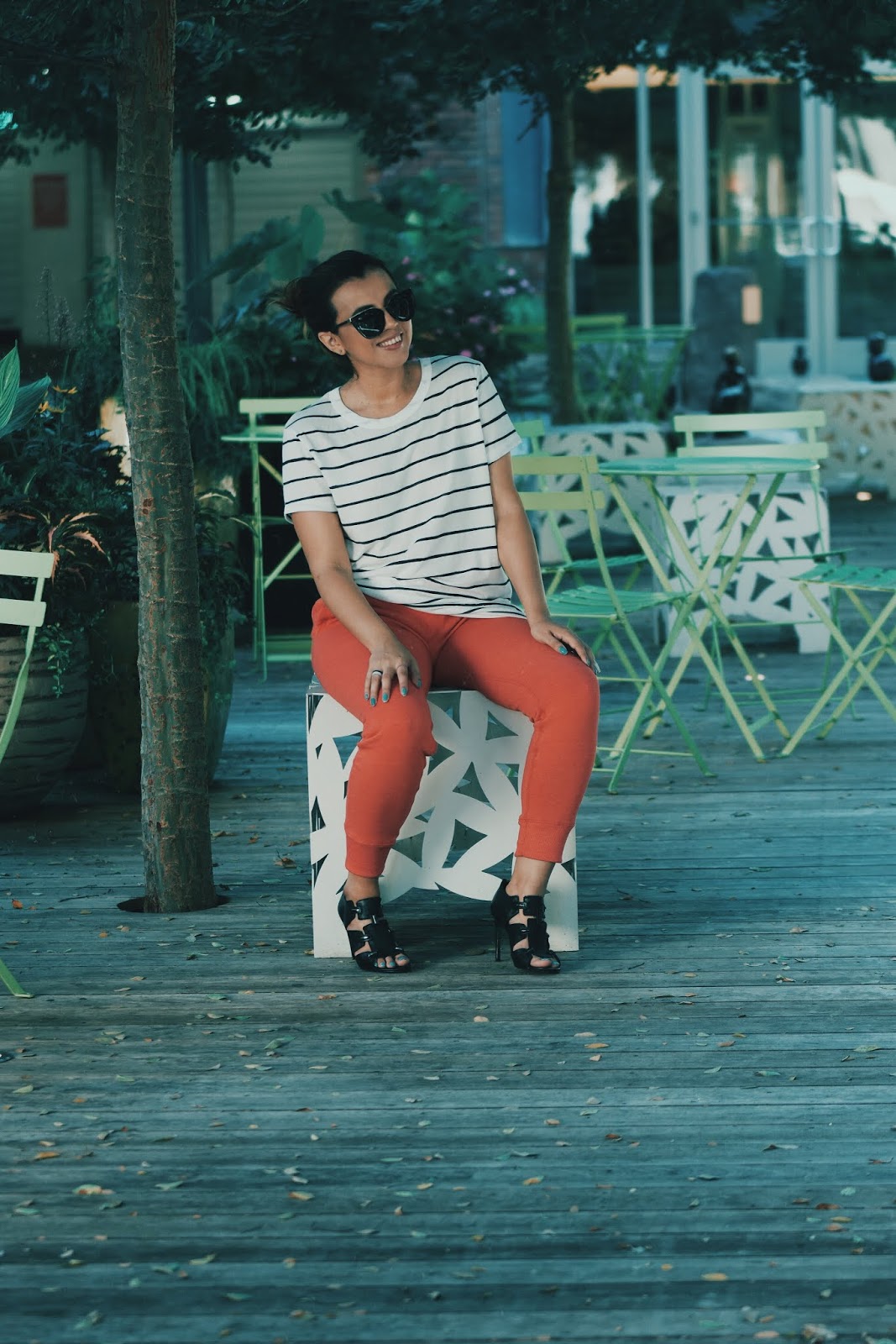 Red Joggers And Stripes by Mari Estilo