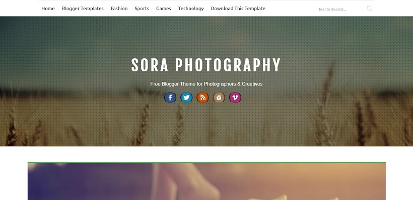 Sora Photography Free Blogger Template