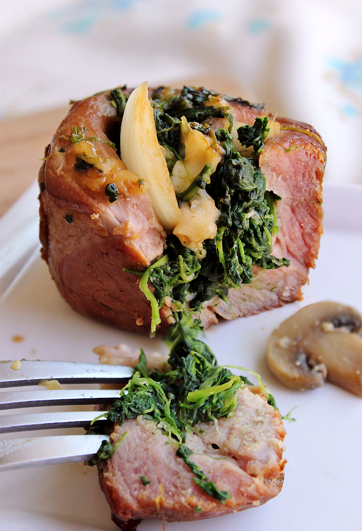 Pan Seared Shallot Stuffed Pork Fillet with Brown And Wild Rice #MixInMinute #ad