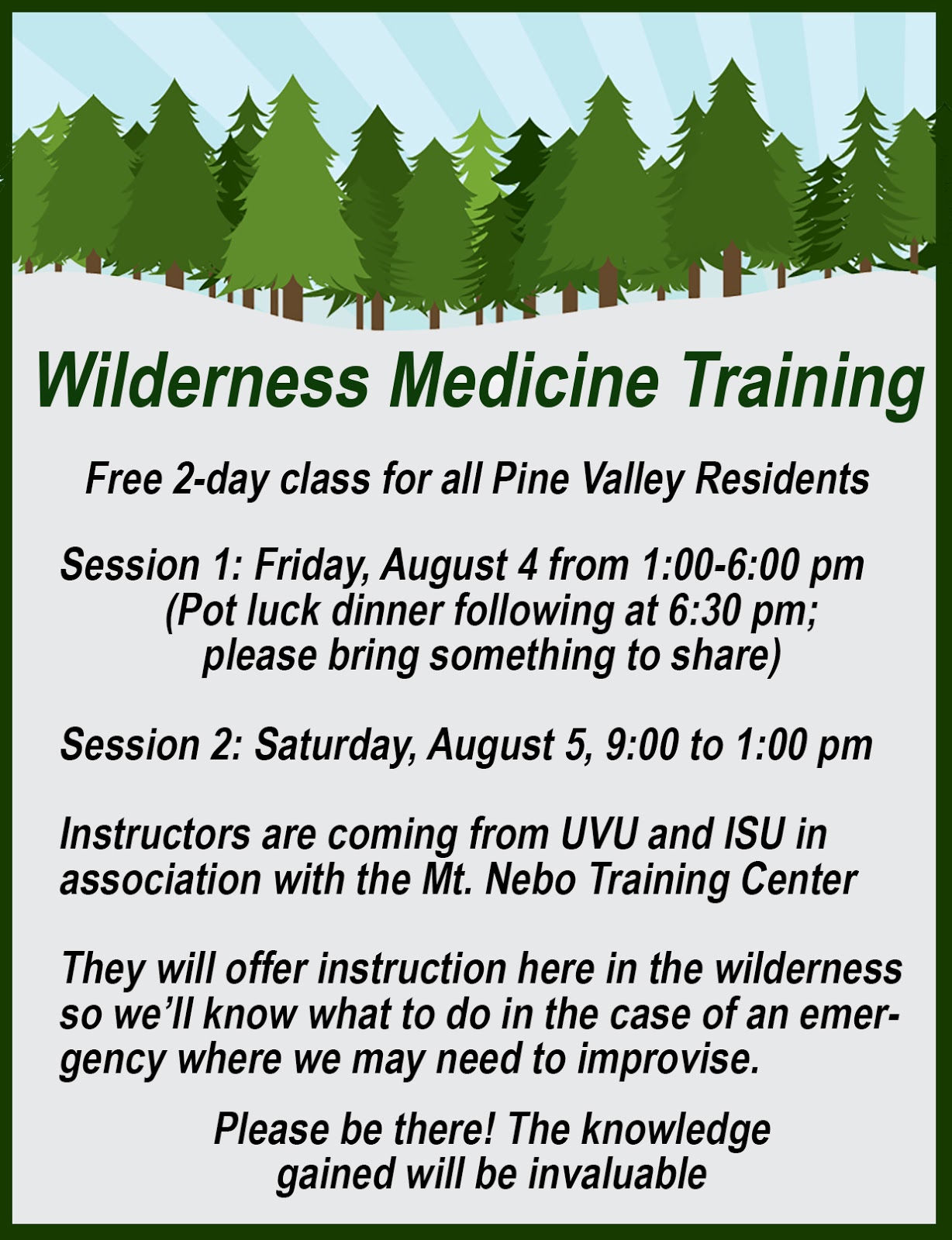 Pine Valley Blog Wilderness Medicine Training